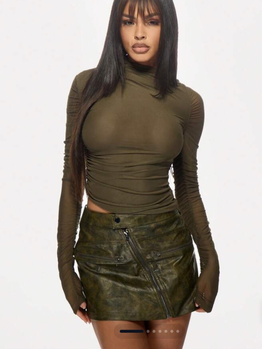 Olive Long-Sleeve Mock Neck Top - Women